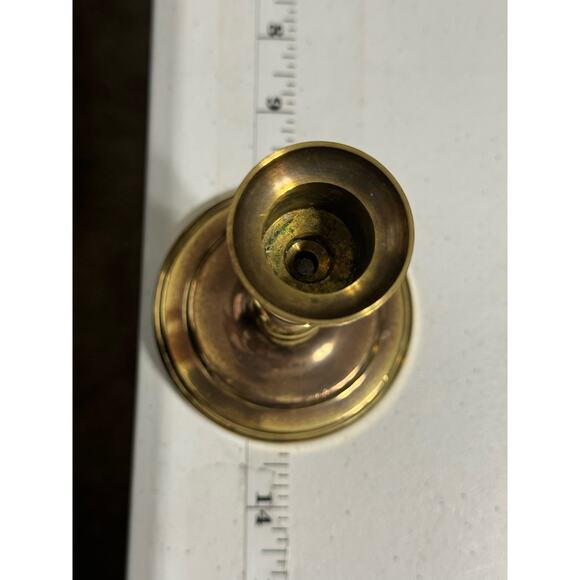 Vintage Heavy Brass 5" Candlesticks Tapers Set/ 2 - Picture 6 of 6